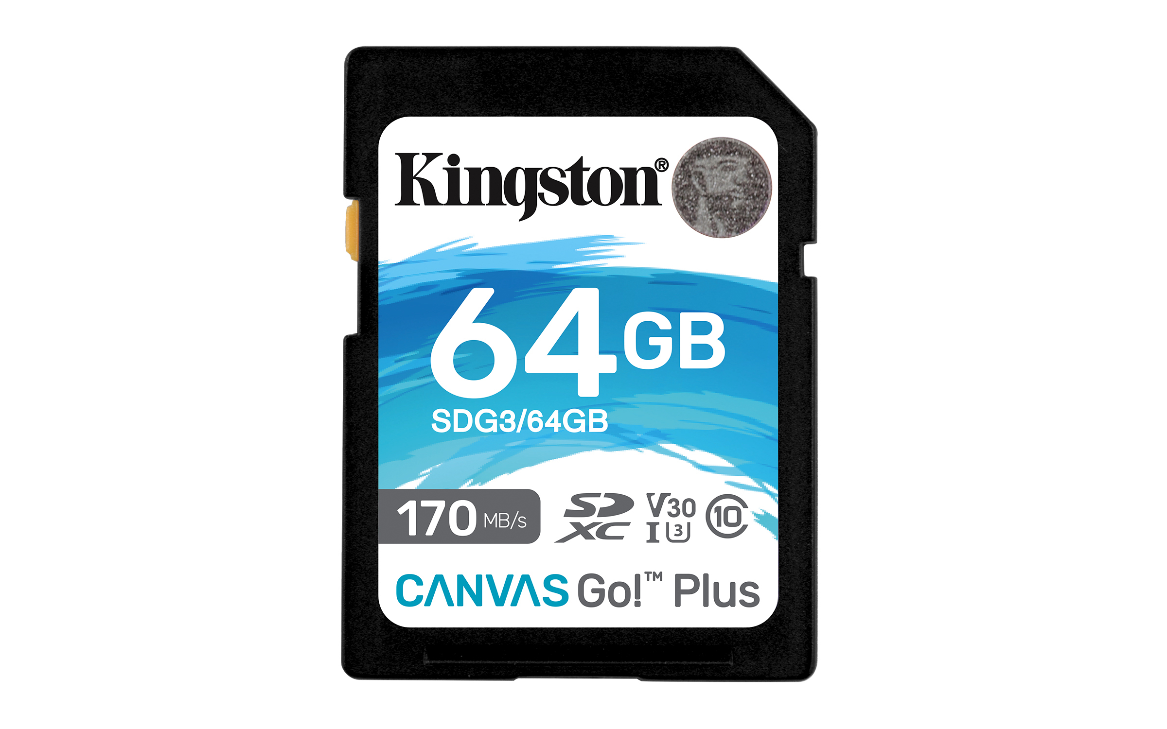 Kingston 64GB Canvas Go! Plus SD Memory Card Class 10, UHS-I, U3, V30, up to 170MB/s read, and      