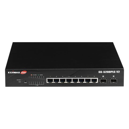 EDIMAX 10-Port Gigabit Long Range   PoE+ Web Smart Switch with 2x SFP Slots. 8x POE Ports + 2 SFP. IEEE 802.3af/at PoE/PoE+ Compliant Power Budget 84W. POE Support up to 200M.