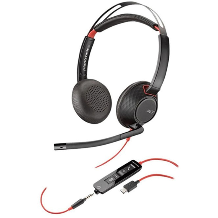 Poly Blackwire C5220 Headset - USB-C Binaural Wired --by Plantronics, Connectors: 1 x USB 3.0       