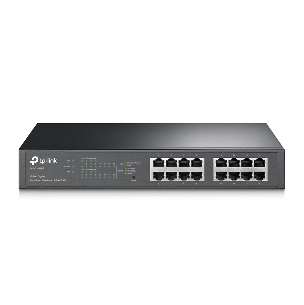 TP-Link SG1016PE 16 Port Gigabit Switch Easy Smart Rack Mount 8x PoE+