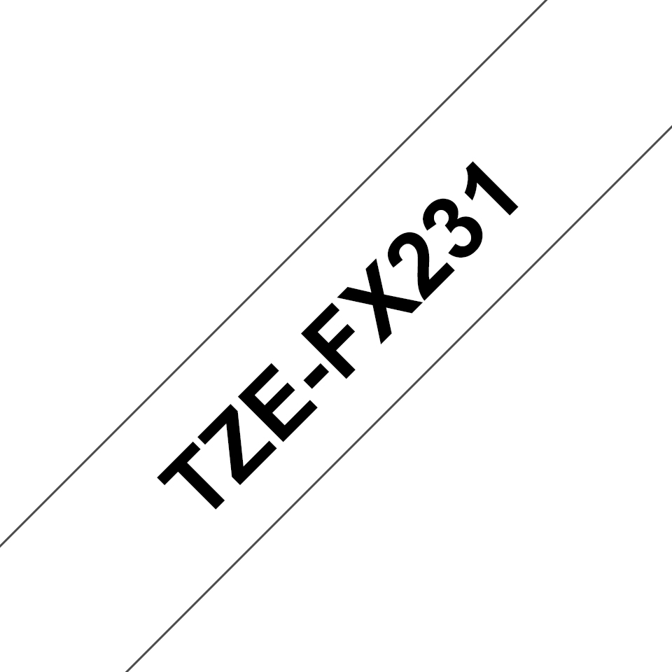Brother TZe-FX231 12mm x 8m Black on White Flexi ID Tape