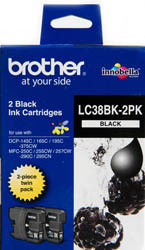 Brother LC38 Black Twin Pack