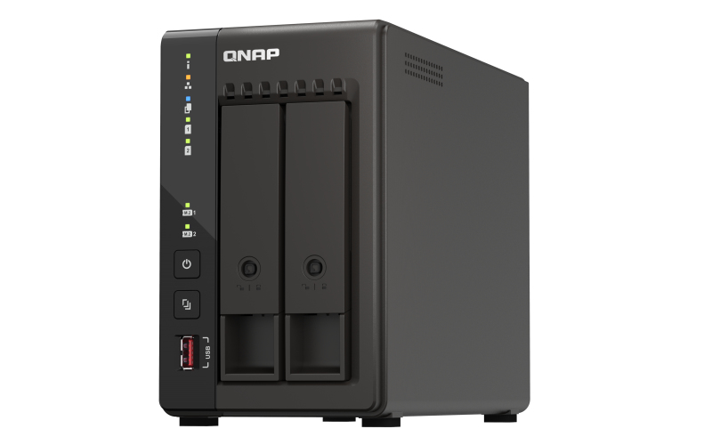 QNAP TS-253E-8G Home and Business 2-Bay Desktop NAS Server Intel Quad Core Celeron Upto 2.6GHz  8GB RamHot-swappable  2x 2.5GbE LAN PCIe Expansion Slot2x M.2 2280 PCIe slots  2x USB3.2 2x HDMI 2X USB 2.0 2 Years Warranty