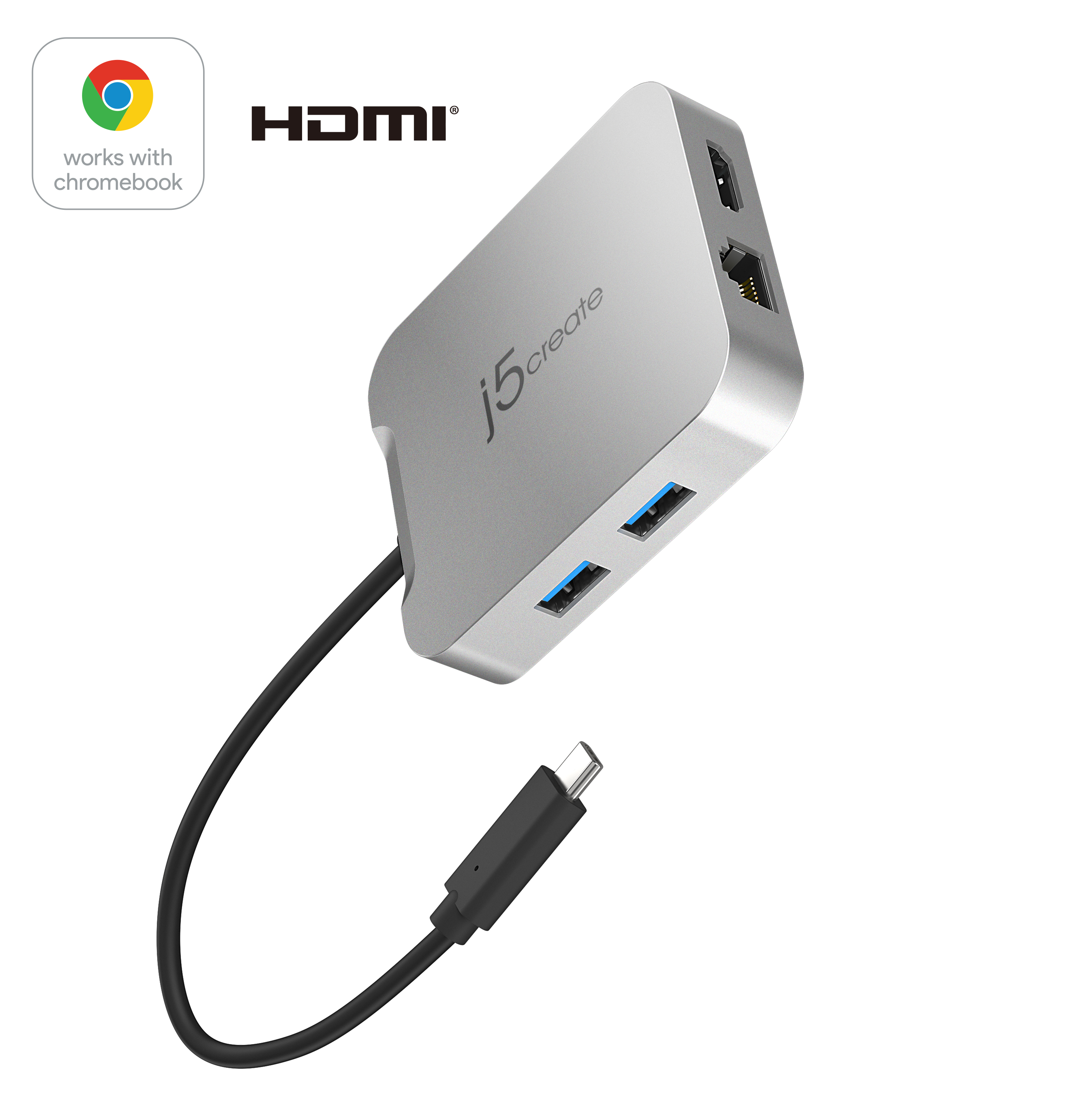 J5create USB-C 4K Display 10Gbps Power Delivery Mini Dock 1x 4K HDMI 1x Ethernet 2x USB-A 1x 86W PD