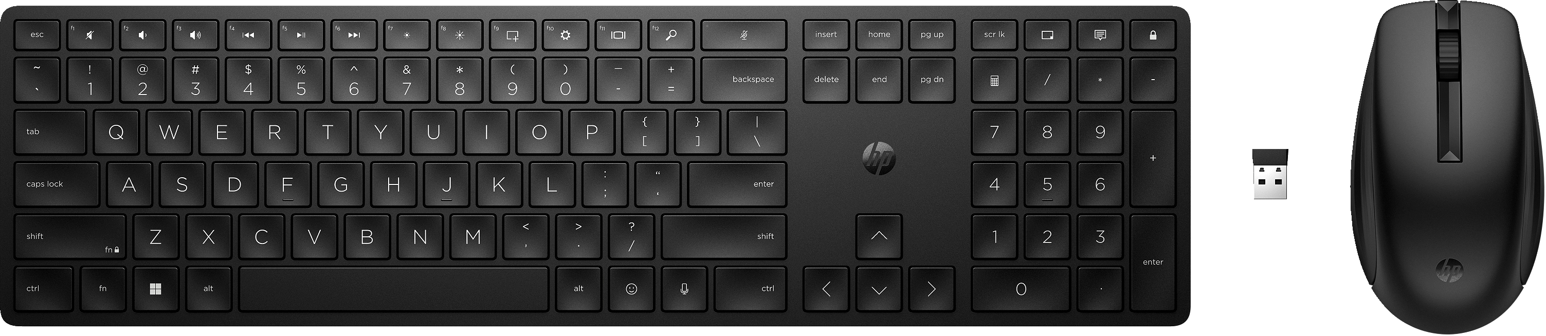 HP 4R009AA 655 Wireless Keyboard & Mouse Combo - Black Black USB dongle - Up to 20 months (Keyboard) - Up to 24 months (Mouse)