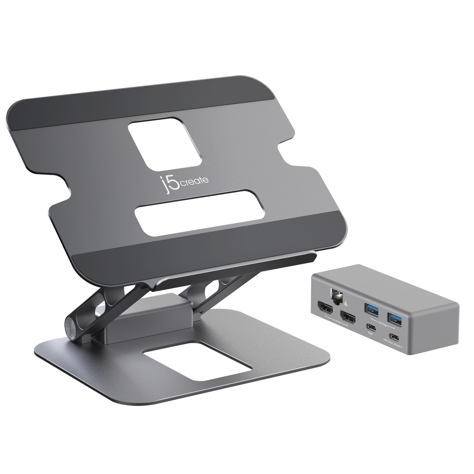 J5create USB-C 100W PD3.0 Dual 4K HDMI Laptop Docking Stand