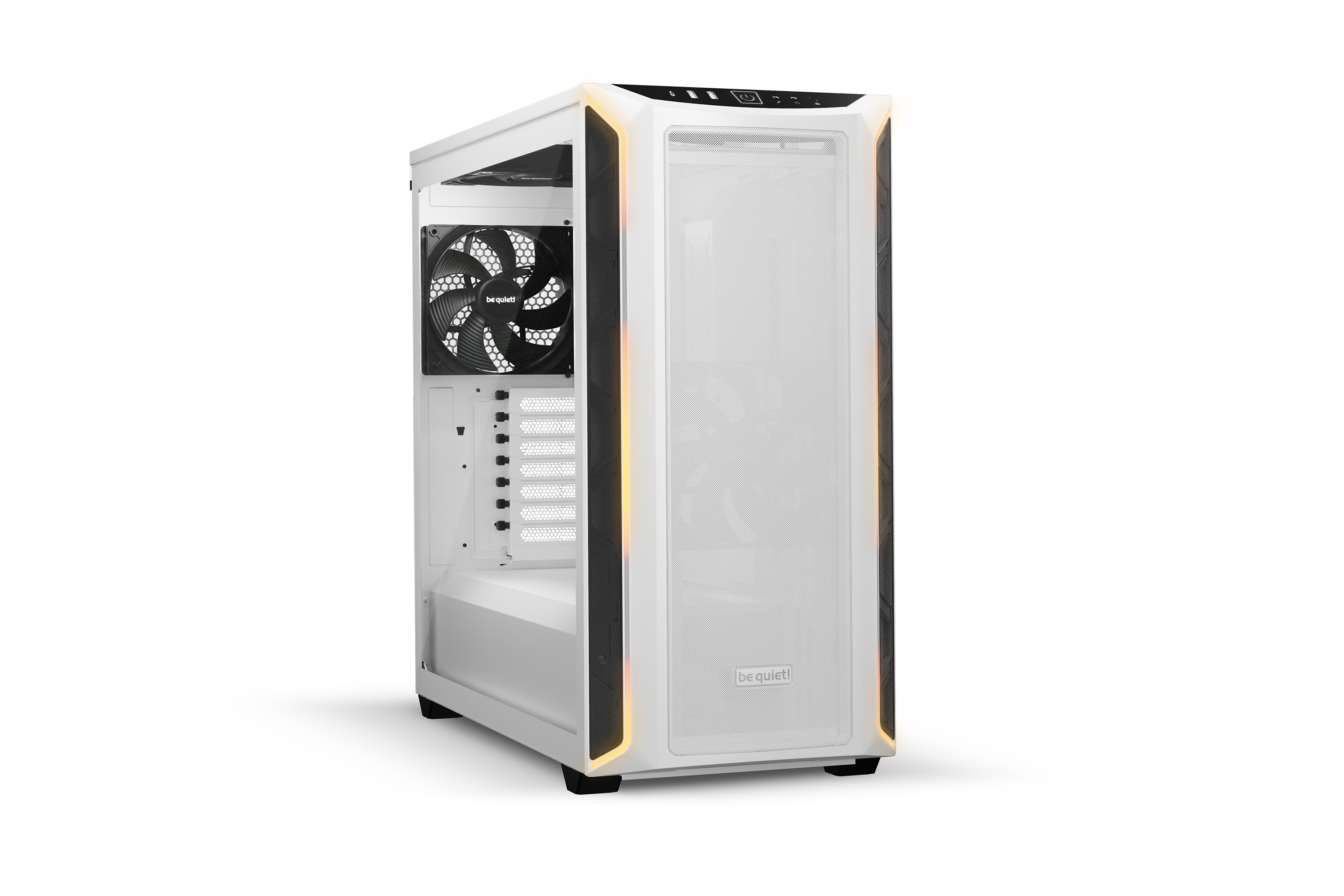 be quiet Shadow Base 800 DX White Mid Tower Case Tempered Glass CPU Cooler Support Upto 180mm GPU Support Upto 430mm 7x PCI 420mm Radiator Supported Front I/O: 2x USB. 1x Type C HD Audio