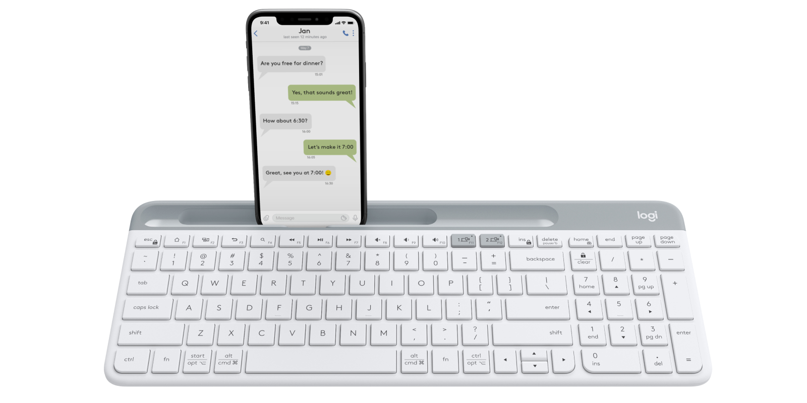 Logitech K580 Slim Multi-Device Wireless Keyboard - White