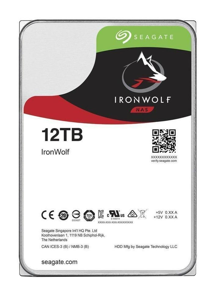Seagate IronWolf 12TB NAS Internal HDD SATA 6Gb/s - 256MB Cache - Perfect for 1-8 BAY NAS system - 3 years warranty