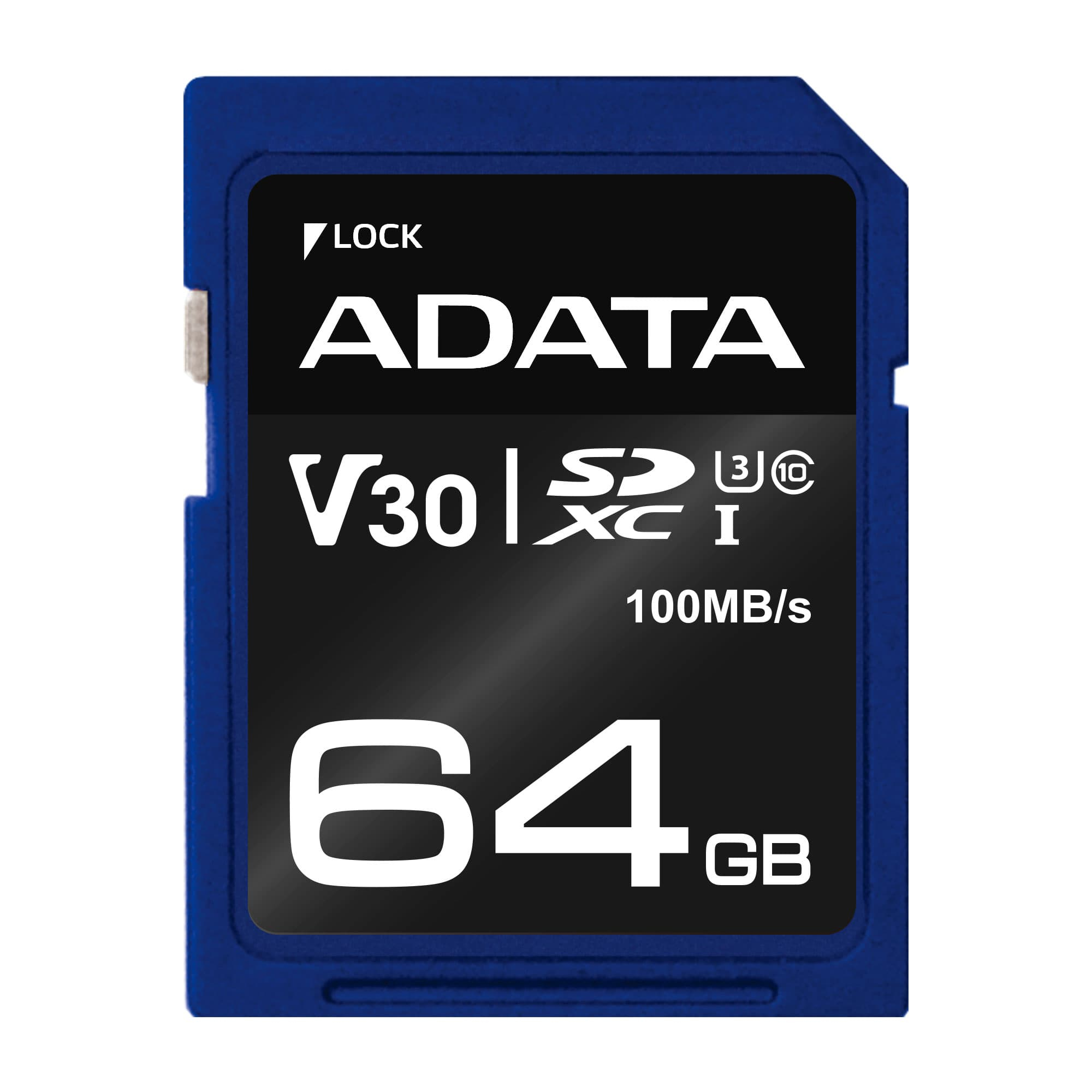 ADATA Premier PRO SDXC Memory Card - 64GB Read up to 100MB/s - Write up to 75MB/s