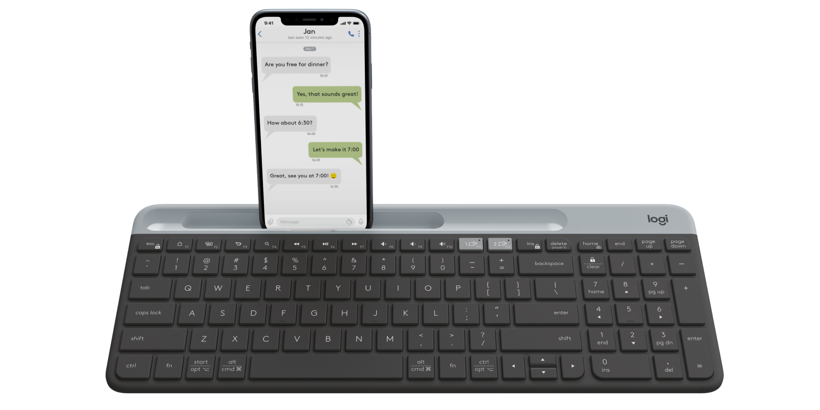 Logitech K580 Slim Multi-Device Wireless Keyboard - Grey