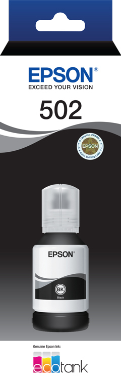 Epson T502 INK BOTTLE BLACK for Epson WorkForce ET-4750 ET-2750 ET-3700 ET-3800  Printer