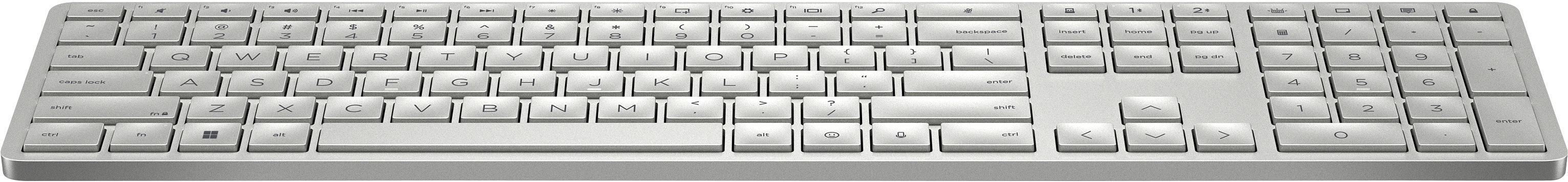HP 3Z729AA 970 Programmable Wireless Keyboard - Silver Wireless Connectivity - Bluetooth / RF - 2.40 GHz - USB-A / USB-C - USB Interface - PC / Mac