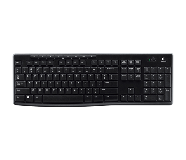 Logitech K270 Wireless Keyboard Unifying Dongle - Advanced 2.4GHz - 24-month Battery life - 8 Hot keys - Spill-resistanct - Durable UV-coated keys