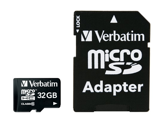 Verbatim microSDHC Memory Card - 32GB Class 10 with adapter
