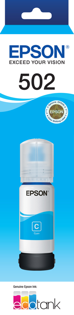Epson T502 INK BOTTLE CYAN  for Epson WorkForce ET-4750 ET-2750 ET-3700 ET-3800 Printer