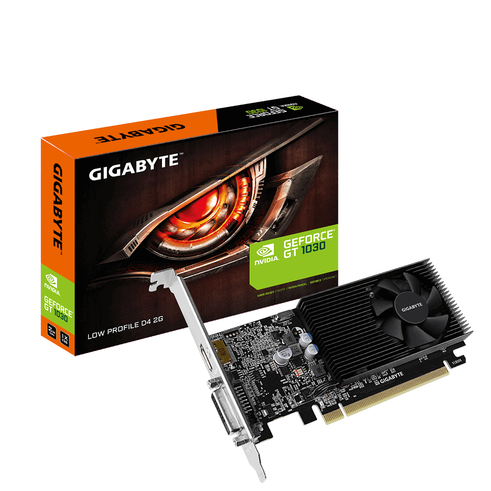 Gigabyte NVIDIA GeForce GT 1030 2GB DDR4 Graphics Card Single Slot - Minimum 300W PSU - Low Profile Support