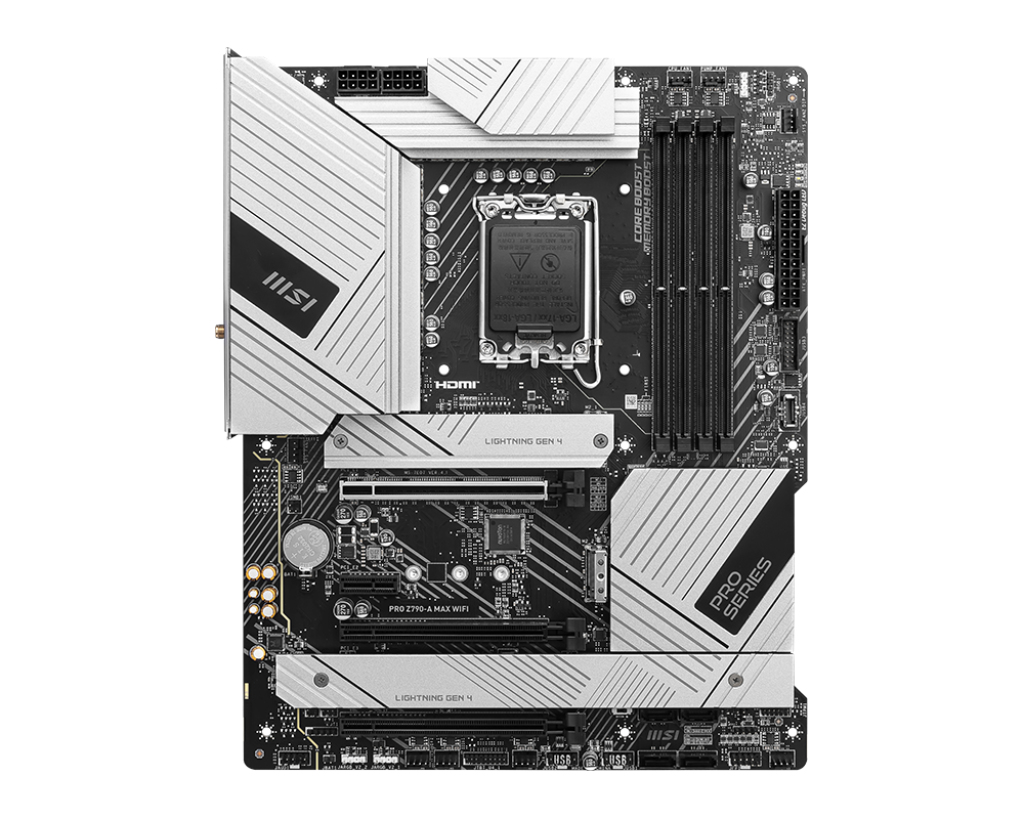 MSI PRO Z790-A MAX WIFI ATX Motherboard For Intel 12th/13th/14th Gen LGA1700 Z790 PCIe 5.0 4xDDR5 Dimm 4x M.2 2x Internal USB 2.0 Header 1x Internal USB 3.2 Header1x Internal Type C Header 3x 5v A-RGB Header 1x12v RGB Header