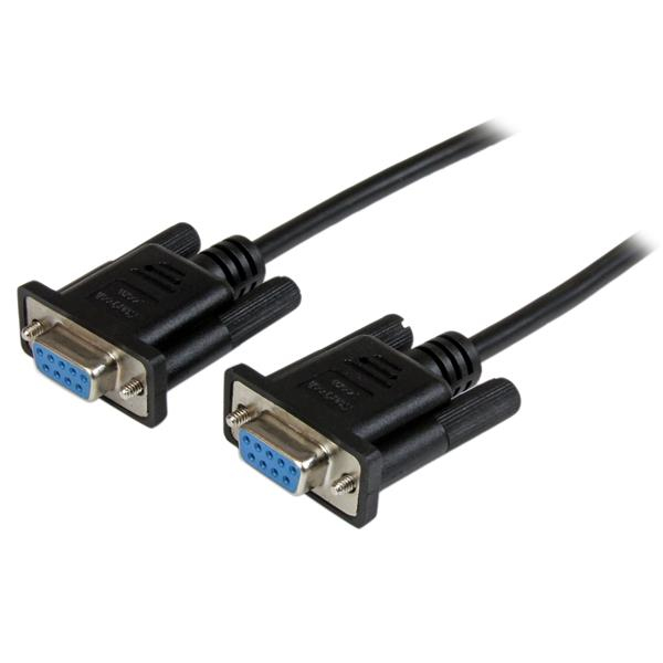 1m Black DB9 RS232 Null Modem Cable FF