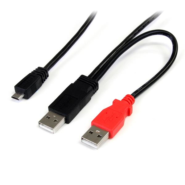 1 ft USB Y Cable for External Hard Drive