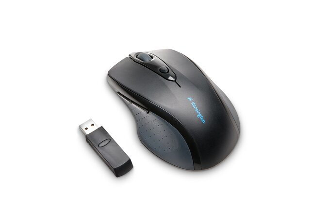 KENSINGTON PRO FIT OPTICAL WIRELESS MOUSE, SCROLL WHEEL - FULL SIZE BLACK