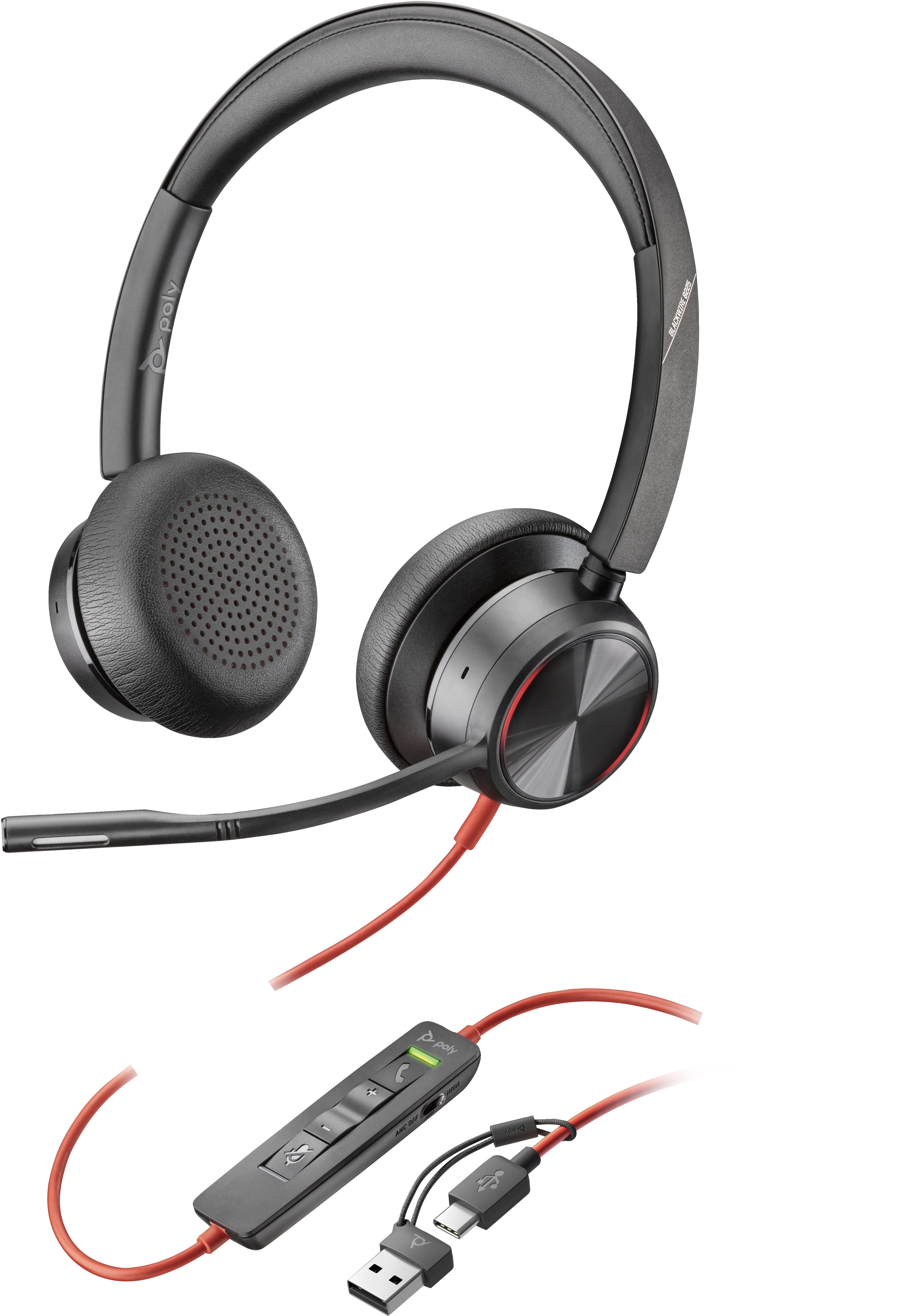 Poly Blackwire 8225 Stereo USB-C Headset +USB-C/A Adapter - While stocks last