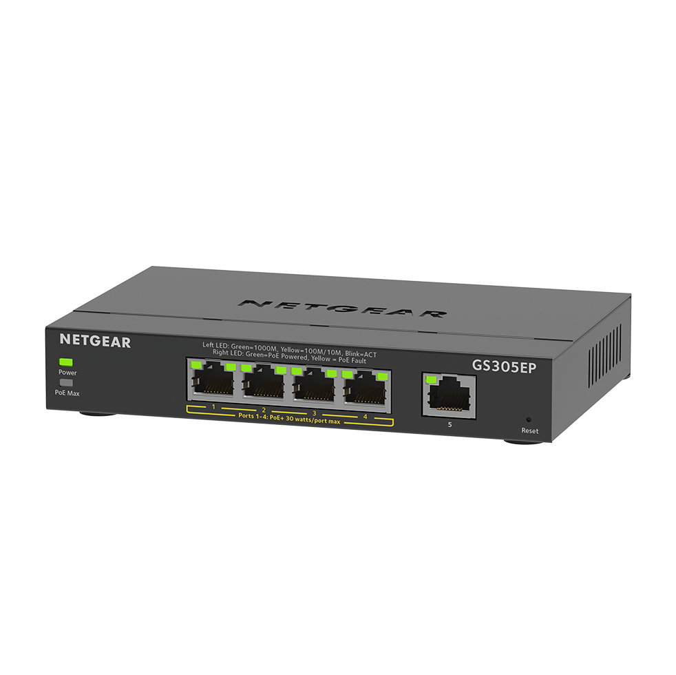 NETGEAR SOHO 5-PORT POE+ GIGABIT SMART MANAGED PLUS SWITCH (GS305EP)