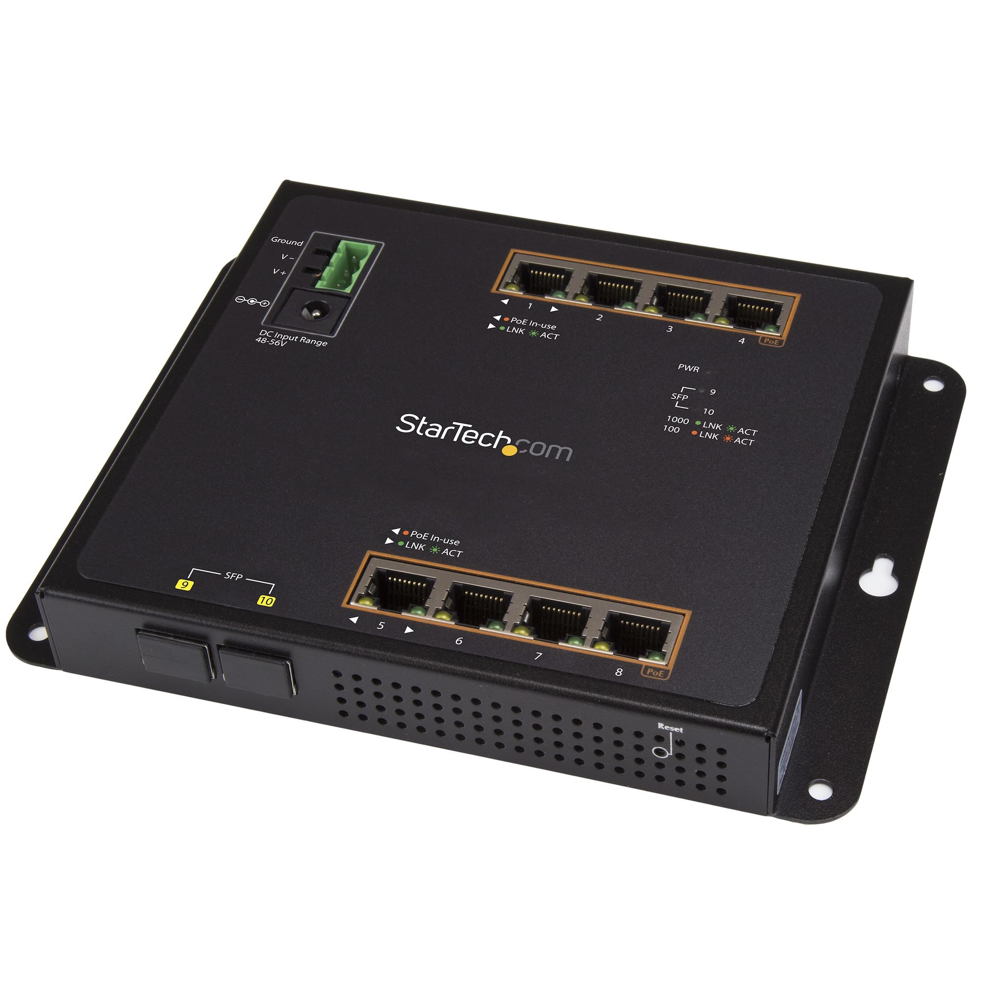 StarTech.com IES101GP2SFW Industrial 8 Port Gigabit PoE+ Switch w/2 SFP MSA Slots - 30W - Layer/L2 Switch Hardened GbE Managed - Rugged High Power Gigabit Ethernet Network Switch IP-30/-40 C to 75 C