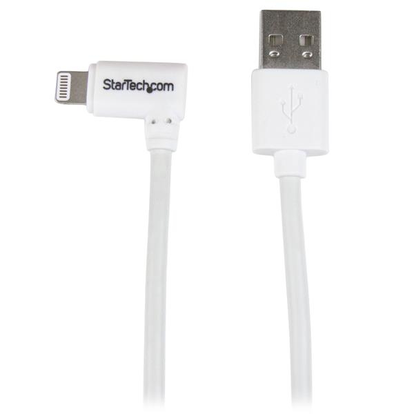 3ft Angled Lightning to USB Cable White