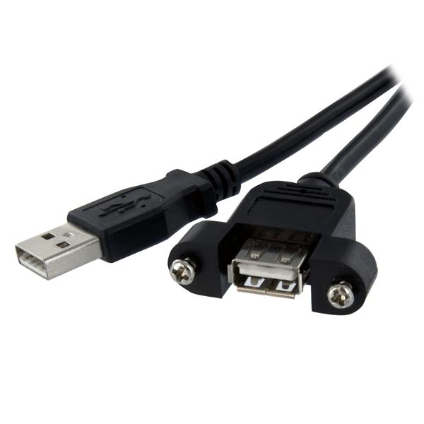 1 ft Panel Mount USB Cable A to A - F/M