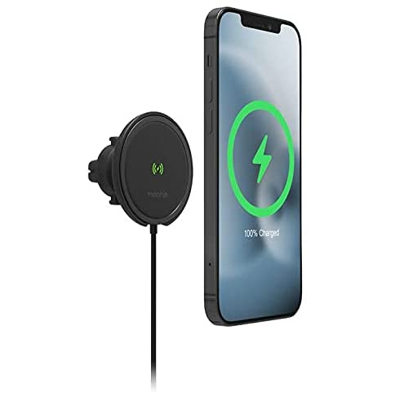 Mophie Snap+ 15W Wireless Charging Air Vent Car Mount - Black, Up to 15W Fast Charge, Include USB-C 