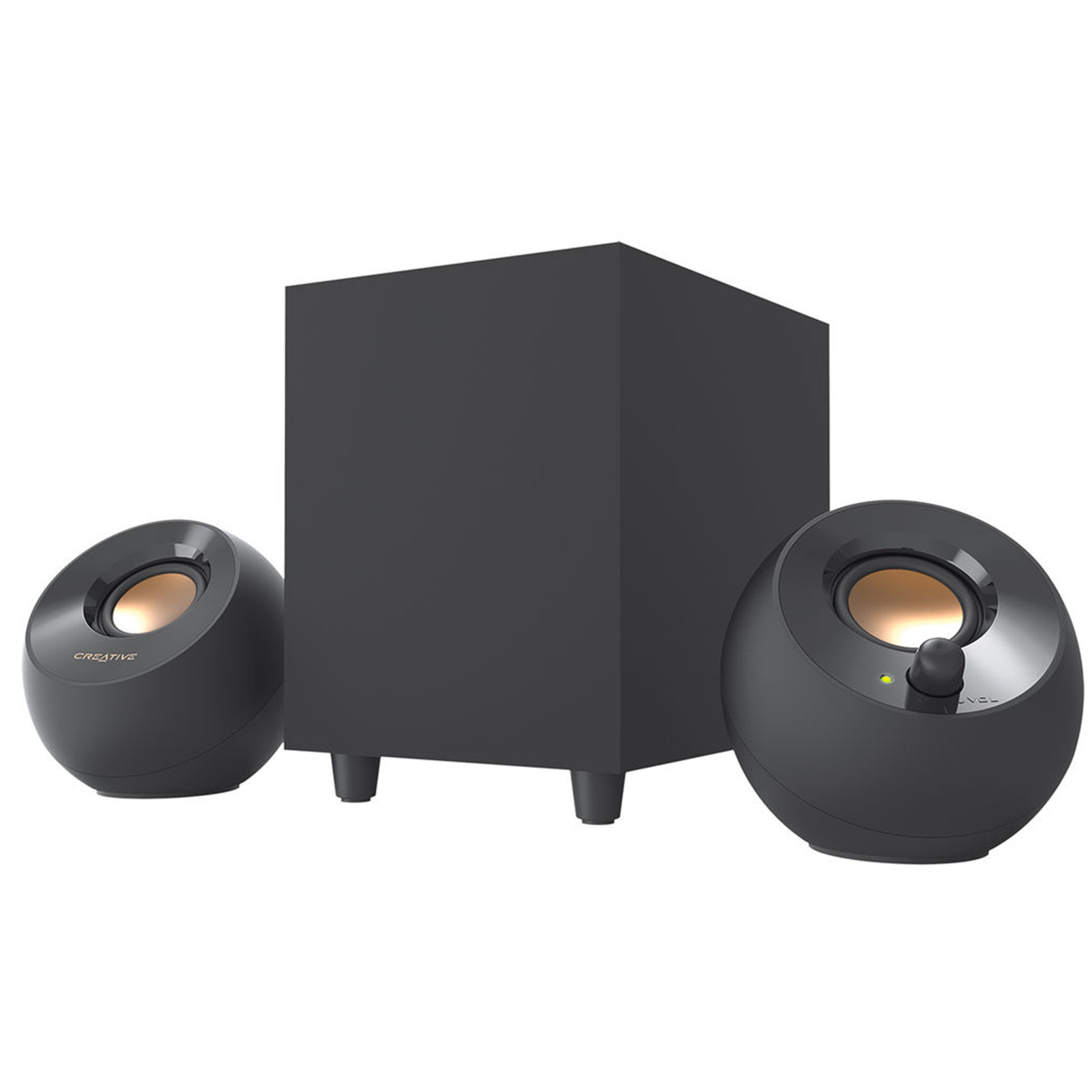 Creative Pebble Plus 2.1 USB-Powered Desktop Speakers with Subwoofer - Black - Powerful down-firing subwoofer + far-field drivers - For Desktop PCs Laptops & Mac
