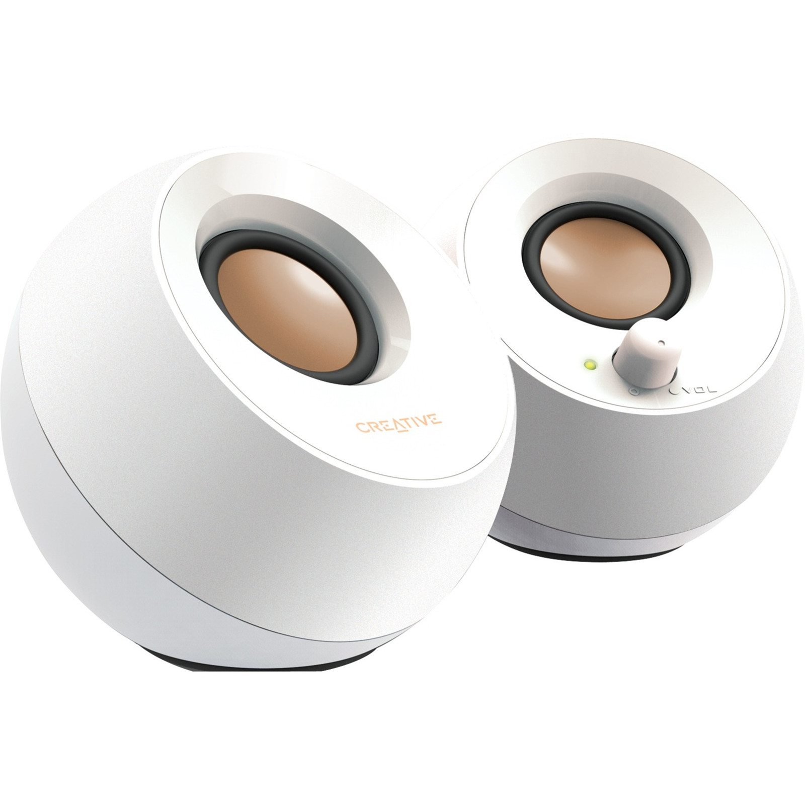 Creative Pebble 2.0 Modern USB-Powered Desktop Speakers - White