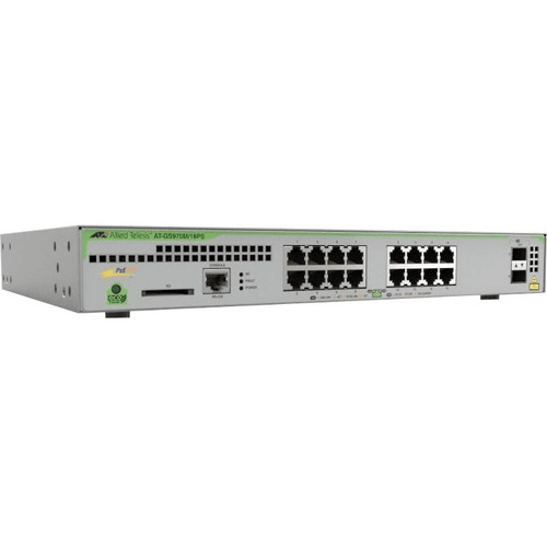 ALLIED TELESIS GS970M/18PS-R-40 L3 GIGA LITE MANAGED SWITCH, 16X 10/100/1000T POE+, 2X 100/1000X SFP, RACKMOUNT KIT INCLUDED, AU POWER CORD