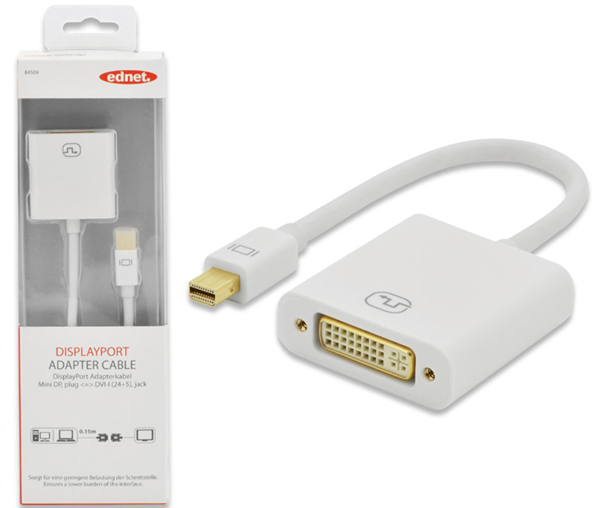 Ednet mini DisplayPort (M) to DVI-I (F) Adapter Cable