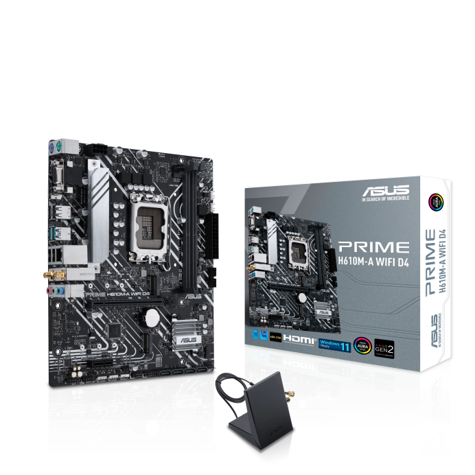 ASUS PRIME H610M-A WIFI D4 INTEL H610 LGA1700 MIC-ATX MOTHERBOARD WITH DDR4 PCIE 4.0 DUAL M.2 SLOTS INTEL 1 GB ETHERNET WIFI 5 DISPLAYPORT