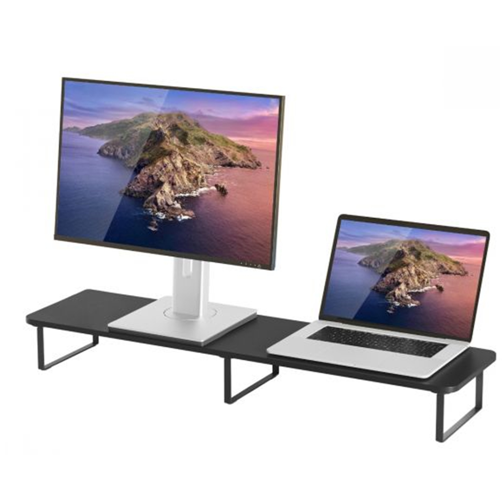 Mbeat activiva Black Dual Monitor Riser Stand