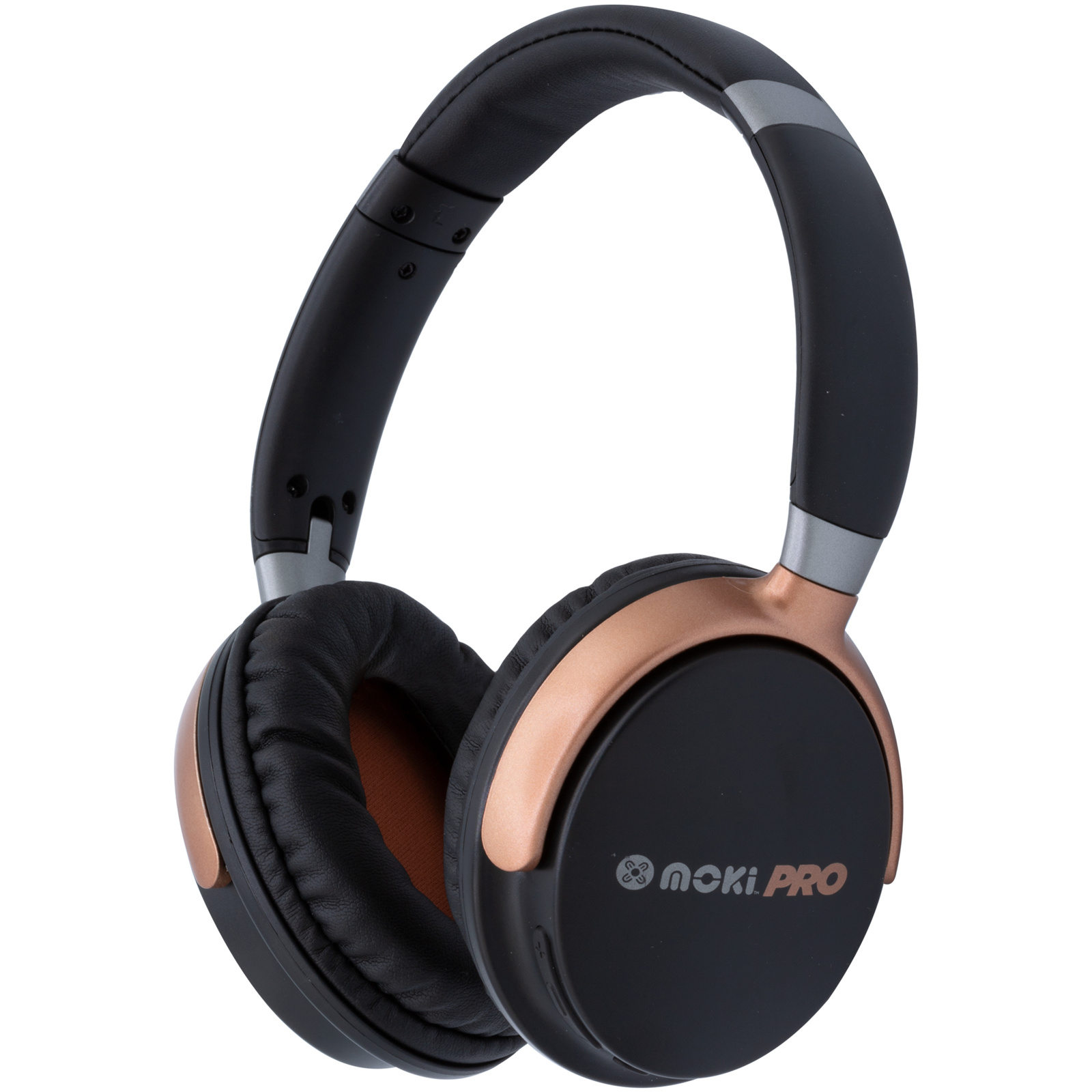 Moki Pro Opus Wireless Over-Ear Headphones - Black with Microphone - Bluetooth Controls - Adjustable Headband