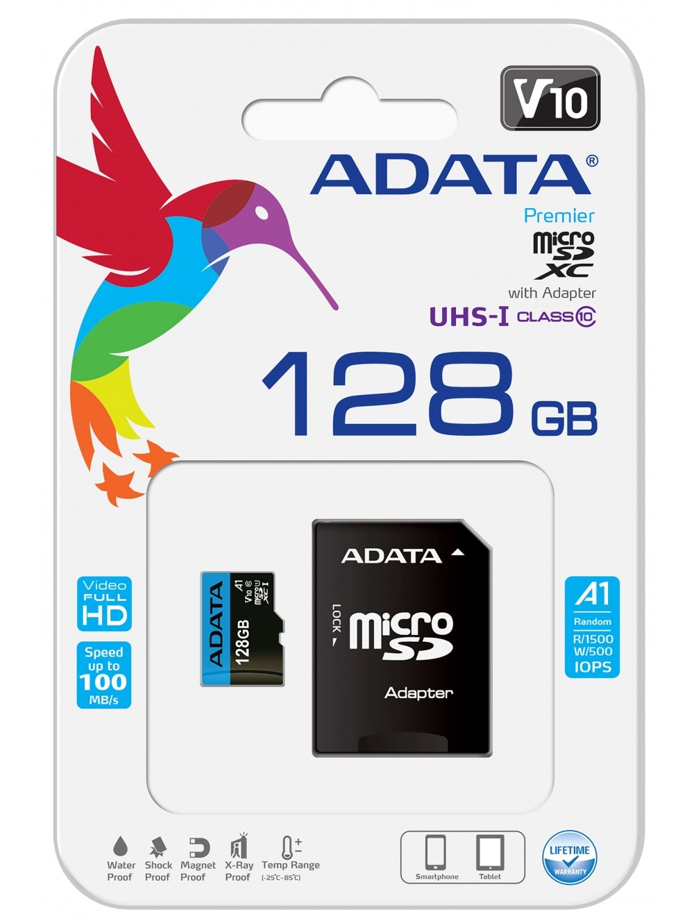 ADATA Premier microSDHC UHS-I A1 V10 Card with Adapter 128GB