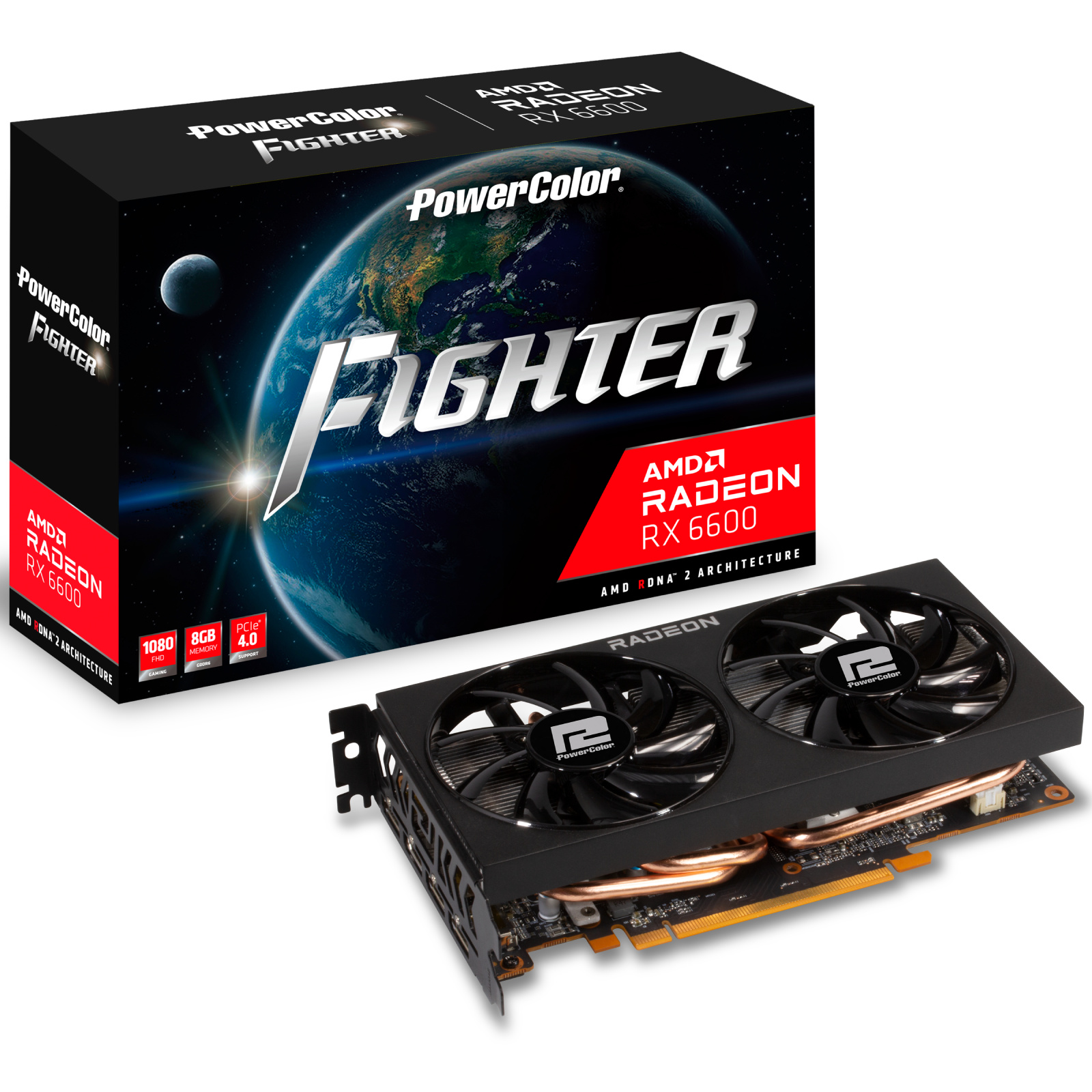 Powercolor Fighter AMD Radeon RX 6600 Graphics Card 8GB GDDR6, PCIE 4.0, Dual Fan, Upto 2491MHz, 2  