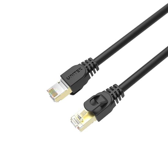 UNITEK 0.5m CAT7 Black SSTP 26AWG Patch Lead in PVC Jacket. Supports 10 Gigabit Ethernet @ 600Mhz, Gold-Plated Sheilded RJ45 Connectors. RoHS Compliant. Power over Ethernet (PoE) Compatible.