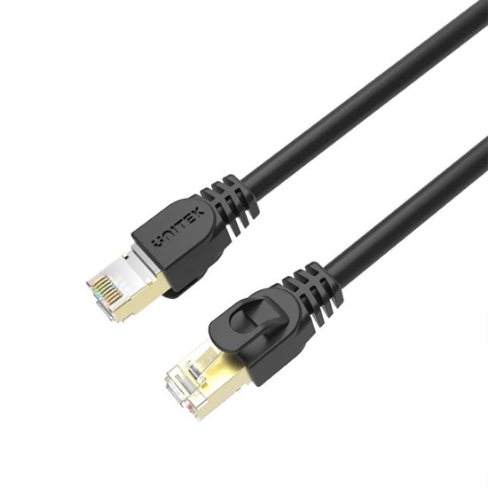 UNITEK 20m CAT7 Black SSTP 26AWG Patch Lead in PVC Jacket. Supports 10 Gigabit Ethernet @ 600Mhz, Gold-Plated Shielded RJ45 Connectors. RoHS Compliant. Power over Ethernet (PoE) Compatible.