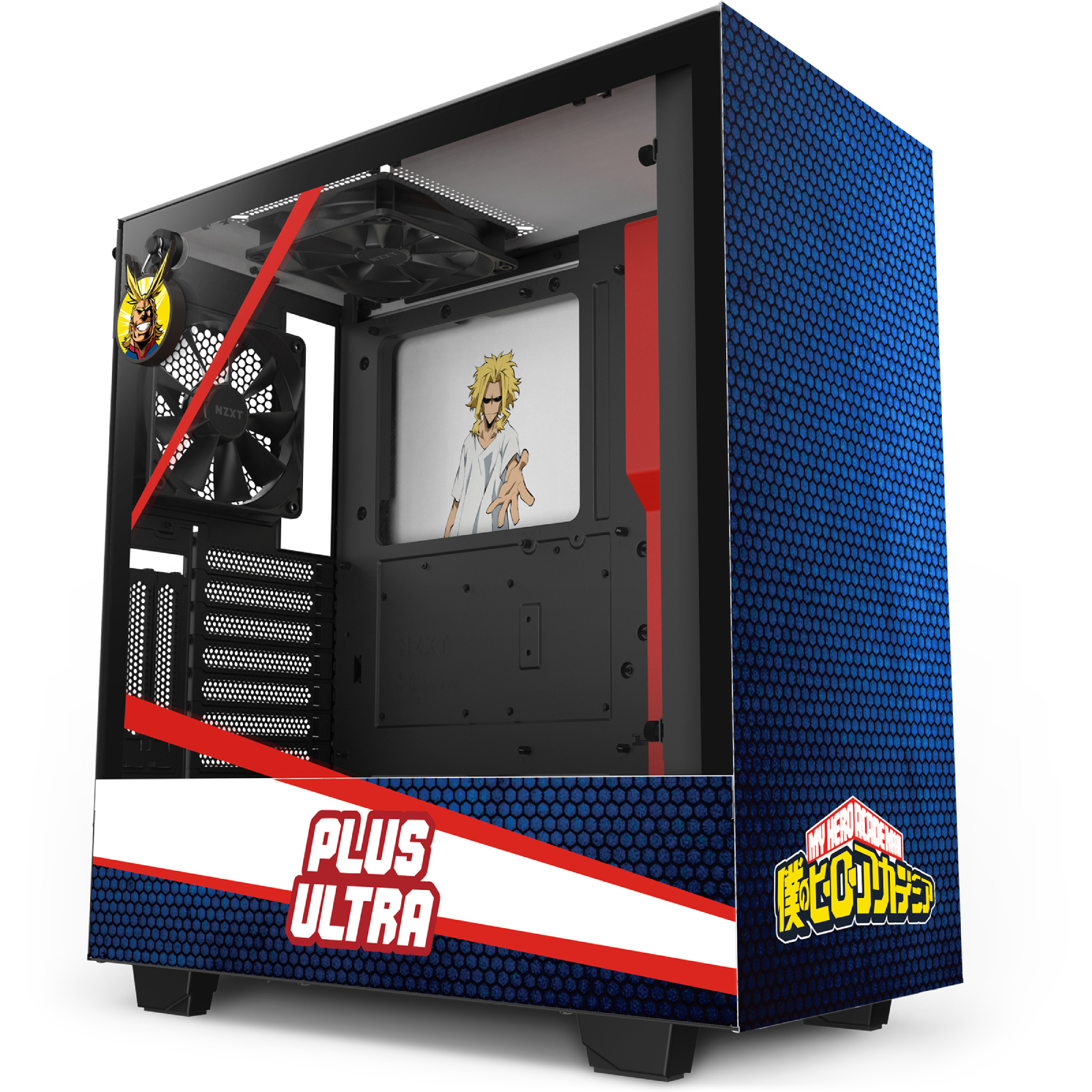 NZXT CRFT My Hero Academia - All Might Limited Edition H510i Mid Tower CPU Cooler up to 165mm GPU Supports Upto 381mm 280mm Radiator Supported 7+2 (Vertical) X PCI Slots Front 1X USB 3.01XType C  HD Audio NO PSU