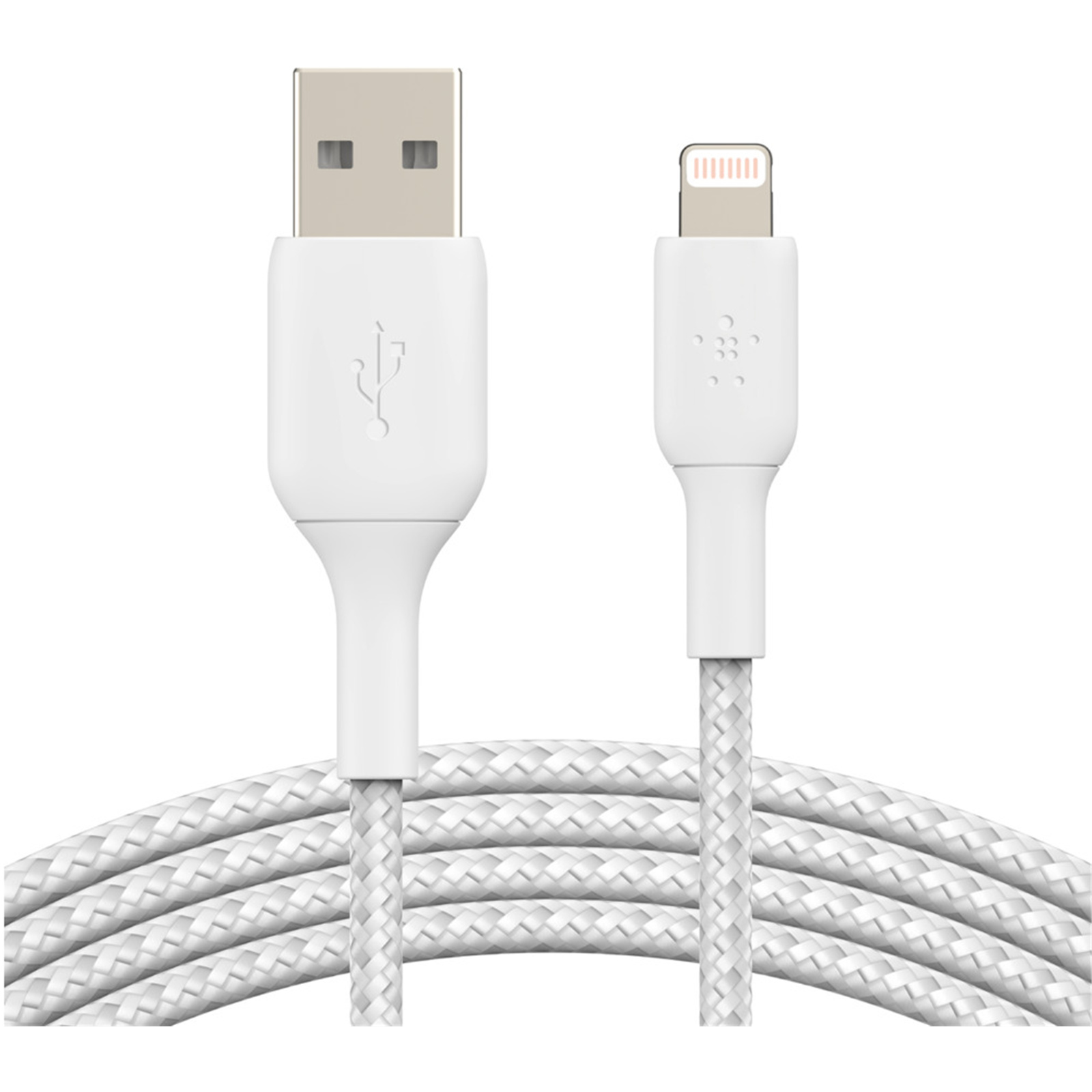LIGHTNING TO USB-A BRAIDED CABLE 2M WHT