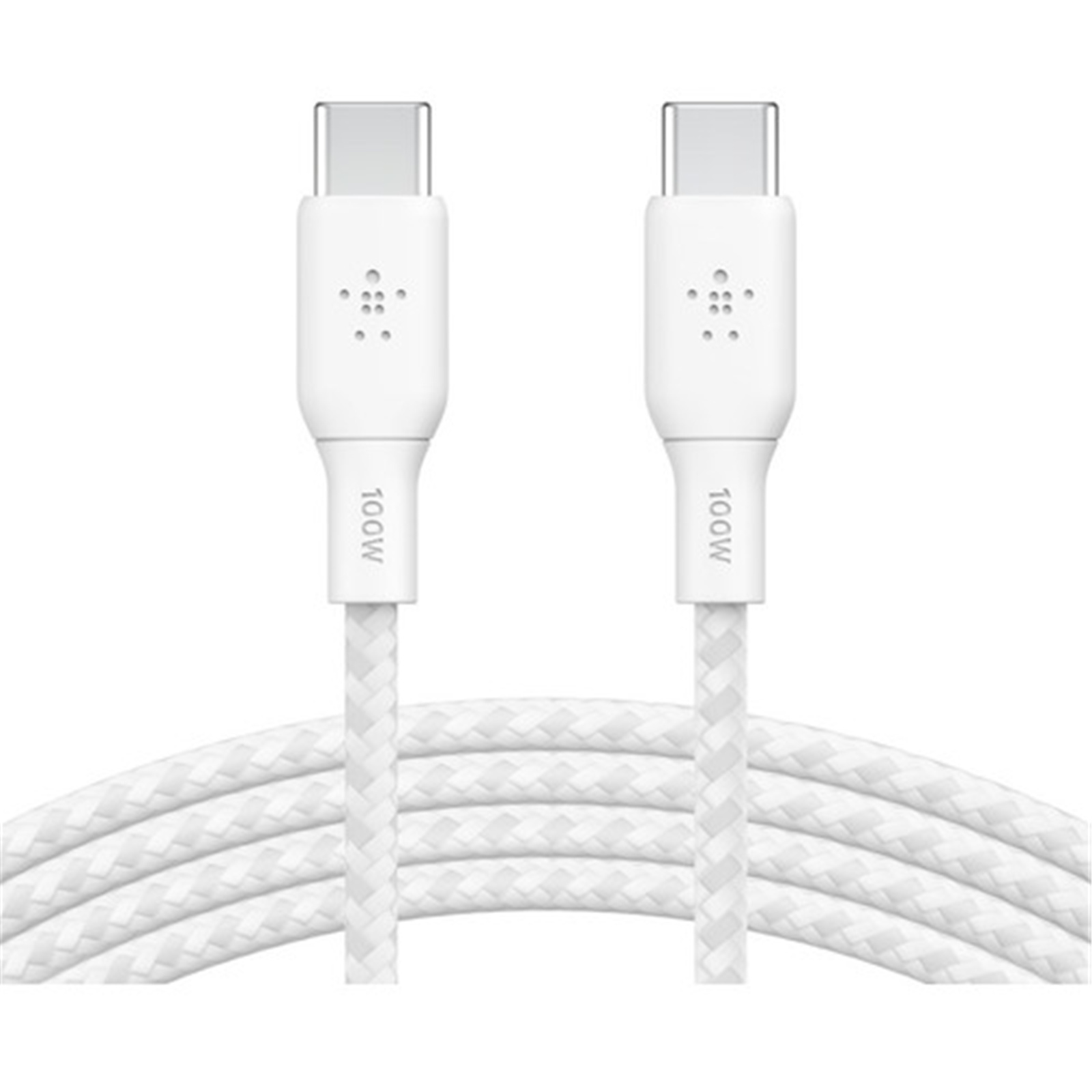 C-C Braided 100W 2M+2M Pack WHT Dual pck