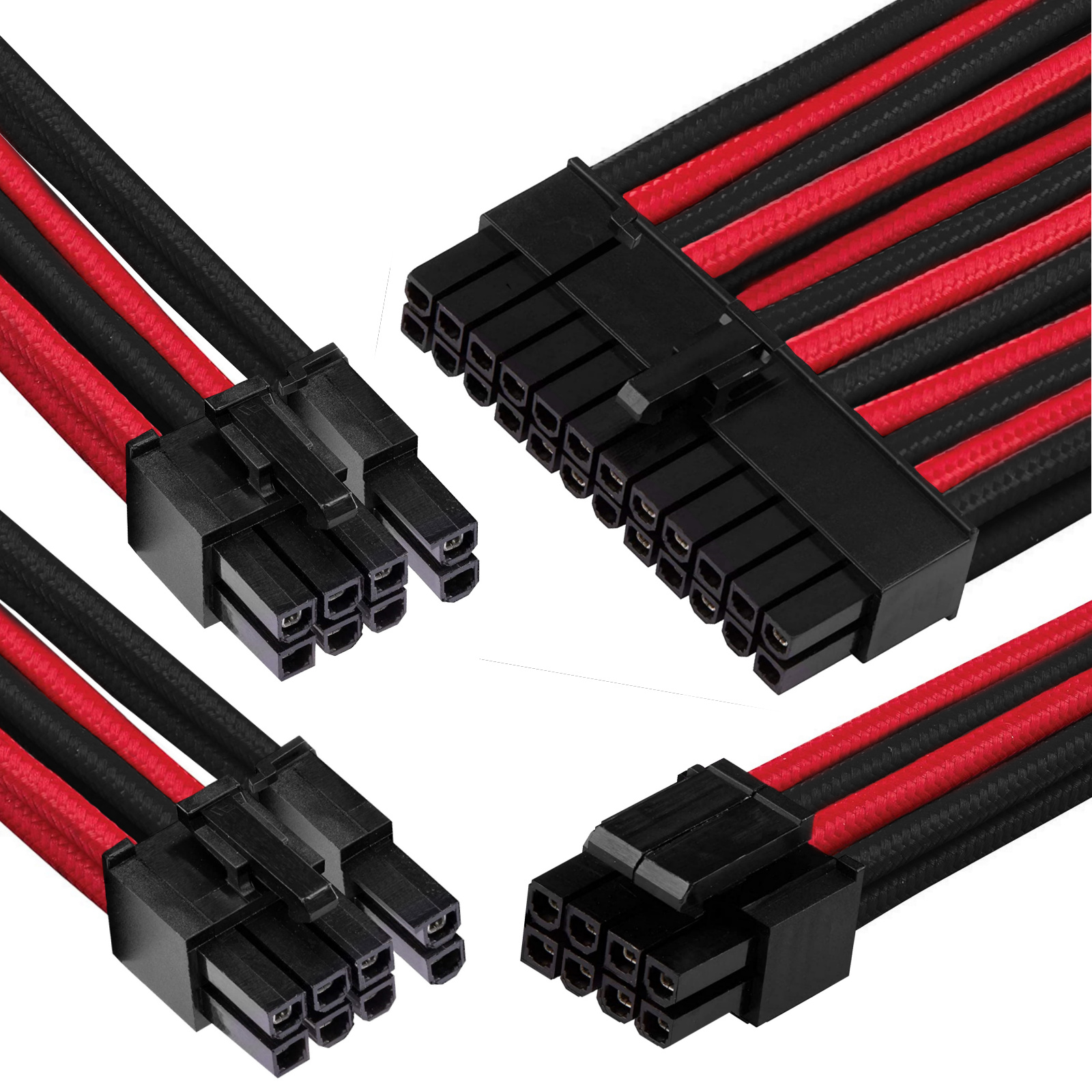 GGPC Gaming PC Braided Cable Kit Pack (Yellow and Black 40cm) Includes 1 x 20+4 Pin 2 x 6+2 Pin 1 x 4+4 Pin Cables