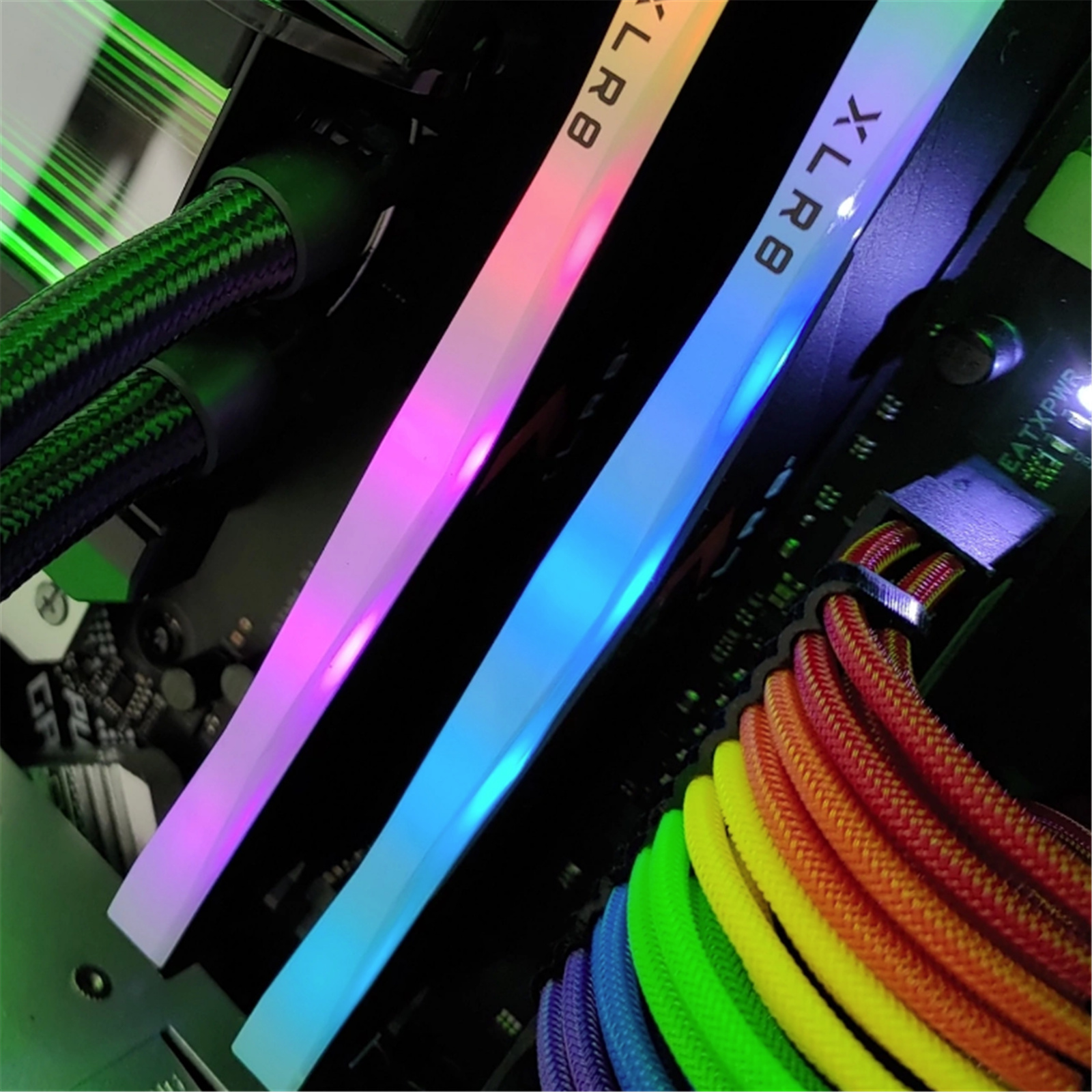 GGPC Gaming PC Braided Cable Kit Pack (Rainbow 40cm) Includes 1 x 20+4 Pin 2 x 6+2 Pin 1 x 4+4 Pin Cables