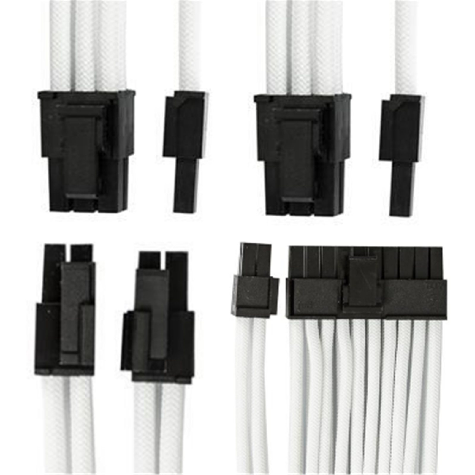 GGPC Gaming PC Updated Version Braided Cable Kit Pack (White 40cm) Set of 5 Cables. Includes 1 x 20+4 Pin 2 x 6+2 Pin 2 x 4+4 Pin Cables