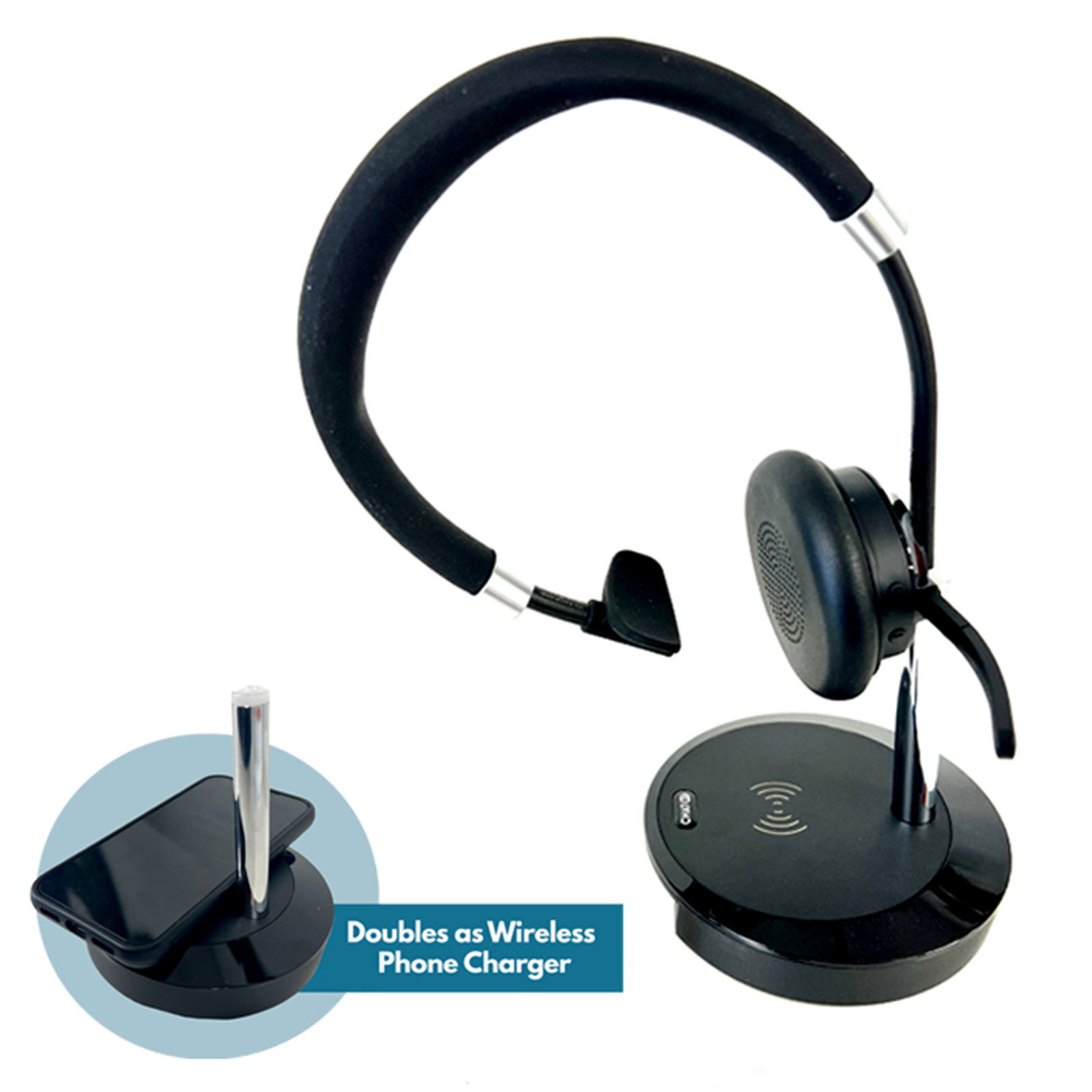 ChatBit CBX30 Bluetooth Mono Office Headset with Wireless Phone Charger