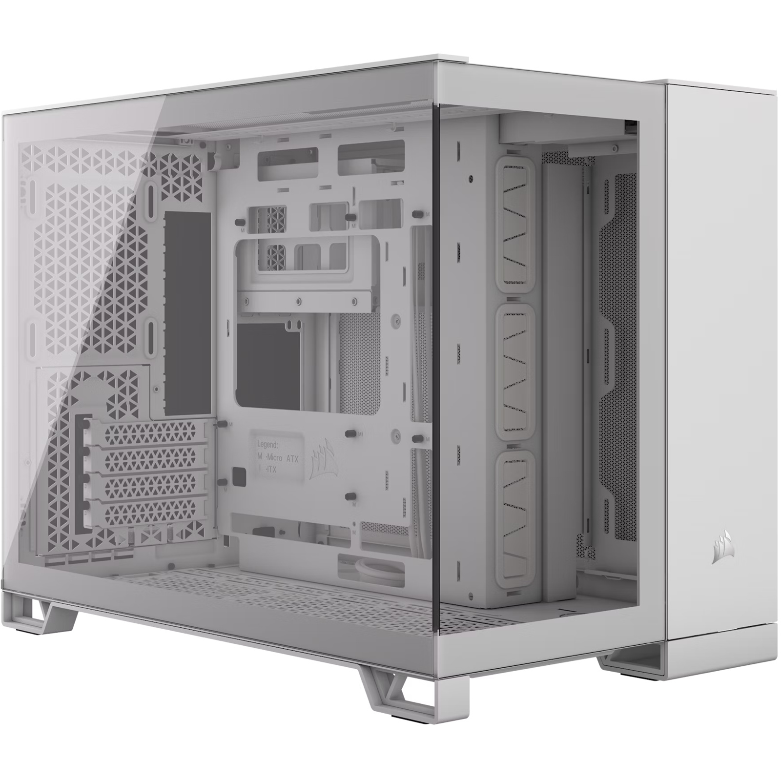 Corsair 2500X White MATX  Gaming Case Tempered Glass CPU Cooler Support Upto 180mm GPU Support Upto 400mm 360mm Radiator Supported 4x PCI (4 vertical with accessory) - Front 1x Type C 2x USB HD Audio